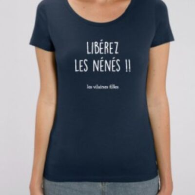 Tee-shirt col rond Libérez les Nénés bio-Bleu marine