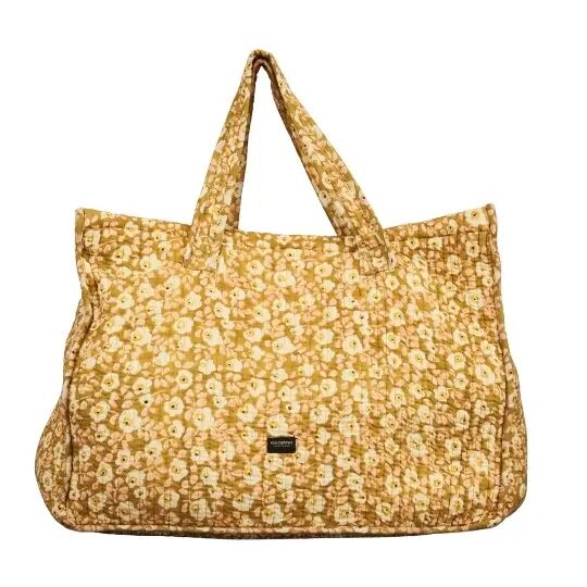 Weekend travel bag - floral seventies khaki