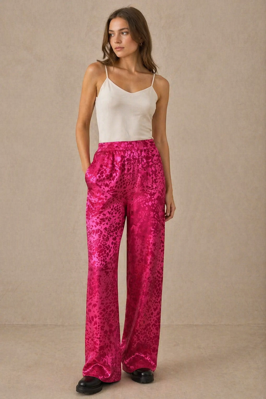 Pantalon fluide satiné - ZINA - Pack de 5 ( 2S - 2M - 1L )
