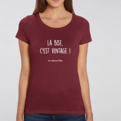 T-Shirt mit Rundhalsausschnitt La bise c'est vintage bio-Bordeaux