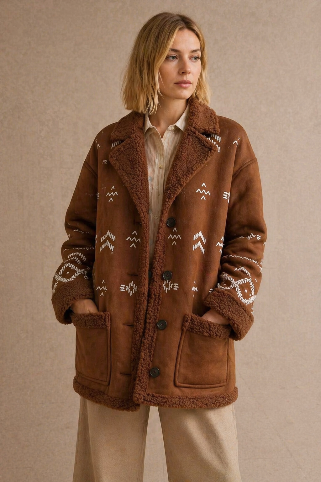 Manteau Sherpa Folk - SOL - Pack de 4 : ( S-M ) / ( M-L )