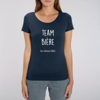 Team organic beer crew neck t-shirt-Navy blue
