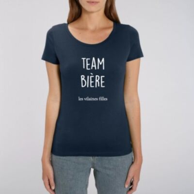 Tee-shirt col rond Team bière bio-Bleu marine