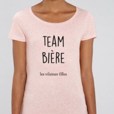 Team organic beer round neck t-shirt-Heather pink