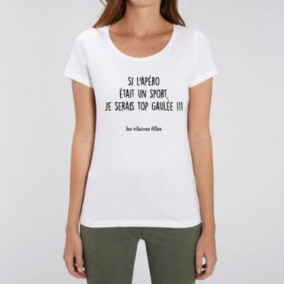Round neck t-shirt If the aperitif was a sport, I would be an organic braided top! -White