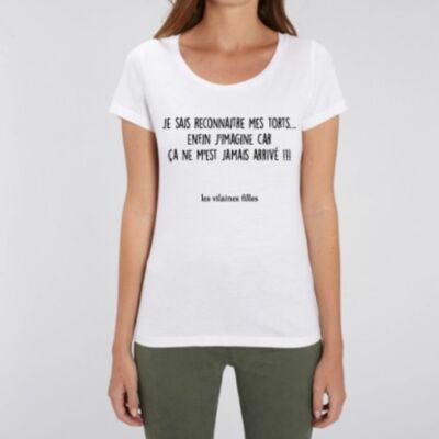 Rundhals-T-Shirt Ich weiß meine Fehler zu erkennen, stelle ich mir vor weil es mir noch nie passiert ist Bio-Weiß