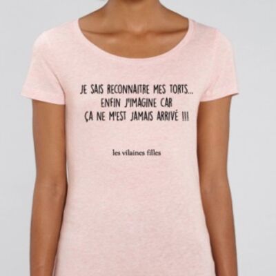 Round neck t-shirt I know how to admit my faults, finally I imagine because it has never happened to me bio-Heather pink