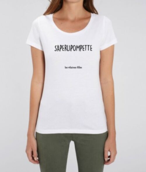Tee-shirt col rond Saperlipompette bio-Blanc