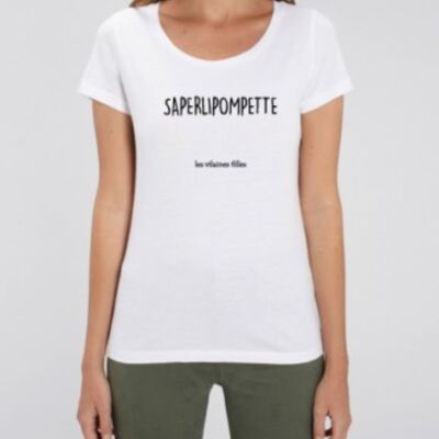 T-shirt girocollo Saperlipompette bio-Bianco