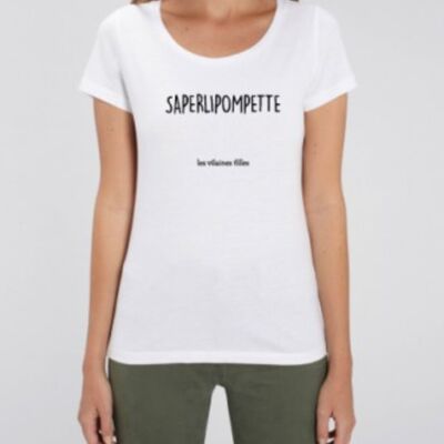 T-shirt girocollo Saperlipompette bio-Bianco