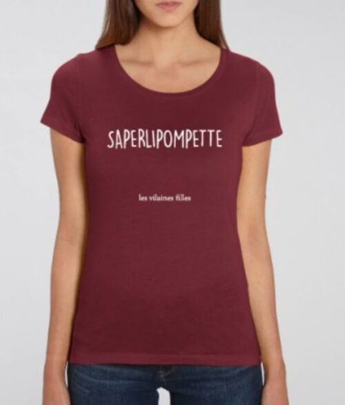 Tee-shirt col rond Saperlipompette bio-Bordeaux