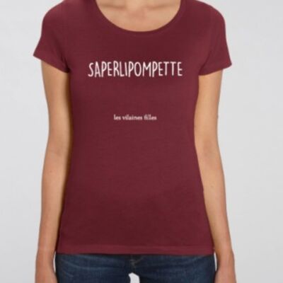 Tee-shirt col rond Saperlipompette bio-Bordeaux