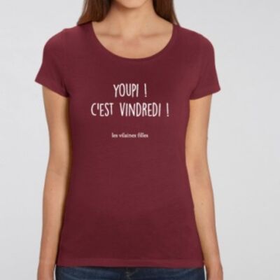 Round neck tee-shirt Youpi c'est vindredi bio-Bordeaux