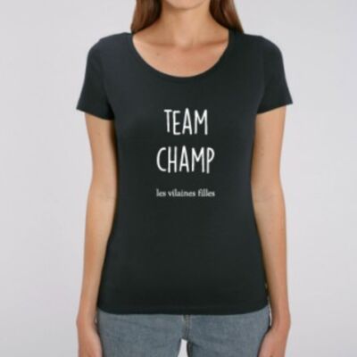 Camiseta orgánica de cuello redondo Team Champ-Negro