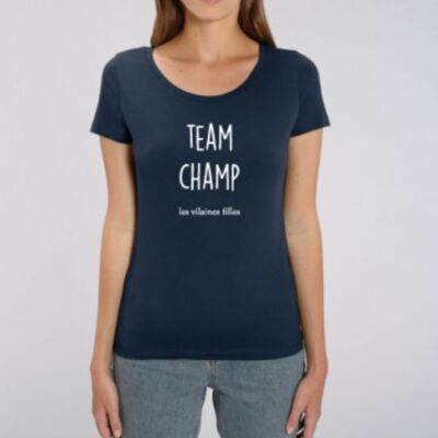Camiseta orgánica de cuello redondo Team Champ-Azul marino