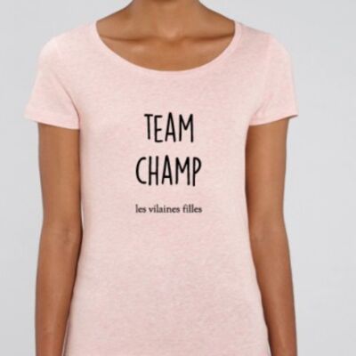 T-shirt girocollo organica Team Champ-Rosa melange