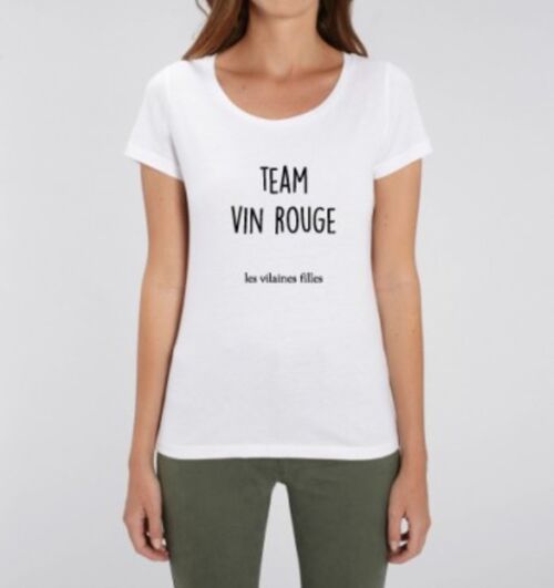 Tee-shirt col rond Team vin rouge bio-Blanc