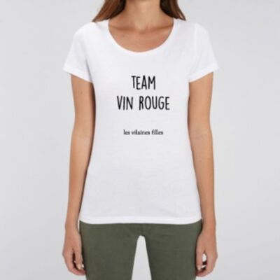 T-shirt girocollo Team vino rosso biologico-Bianco