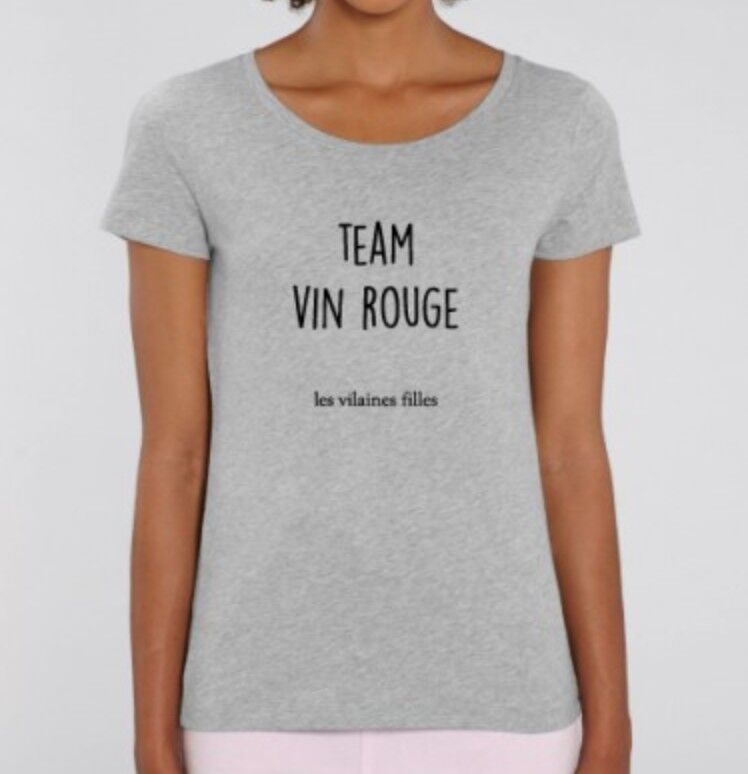 Crew neck t-shirt Team organic red wine-Heather gray