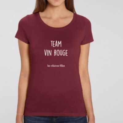 T-shirt girocollo Team vino rosso biologico-Bordeaux