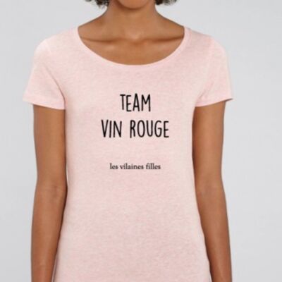 T-Shirt mit Rundhalsausschnitt Team Bio-Rotwein-Heather Pink