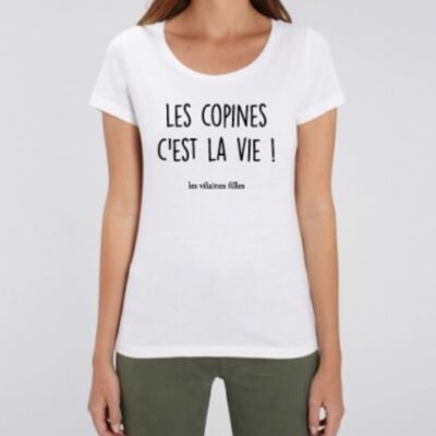 T-Shirt mit Rundhalsausschnitt Les Copines c'est la vie bio-Weiß