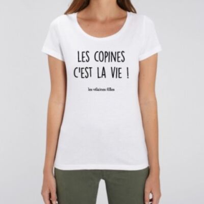 T-Shirt mit Rundhalsausschnitt Les Copines c'est la vie bio-Weiß