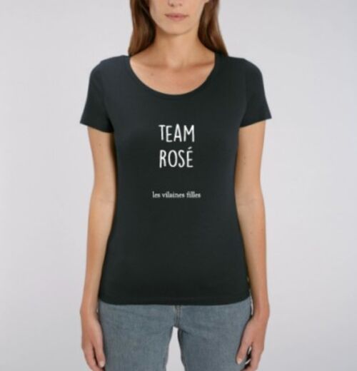 Tee-shirt col rond Team Rosé bio-Noir