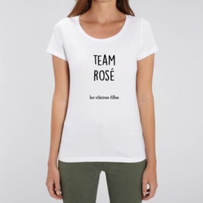 Tee-shirt col rond Team Rosé bio-Blanc
