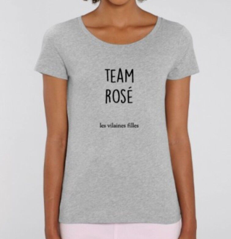 Round neck t-shirt Team Rosé organic-Heather gray