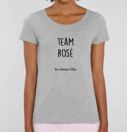 Tee-shirt col rond Team Rosé bio-Gris chiné