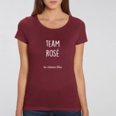 Round neck t-shirt Team Rosé organic-Bordeaux