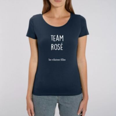 Tee-shirt col rond Team Rosé bio-Bleu marine