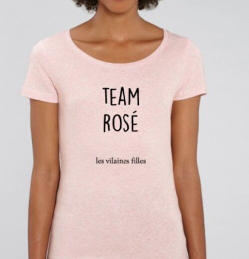 Tee-shirt col rond Team Rosé bio-Rose chiné