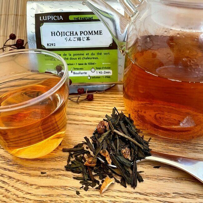 HÔJICHA POMME - Boite 40g - Thé vert fruité