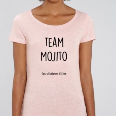 Tee-shirt col rond Team Mojito bio-Rose chiné