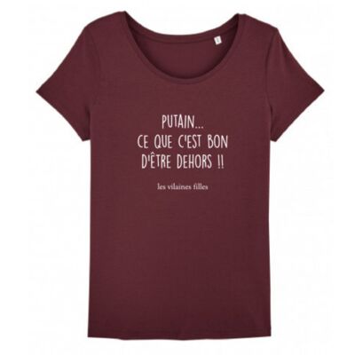 Camiseta con cuello redondo Good to be outside-Bordeaux