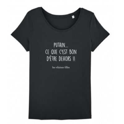 Good to be outside round neck t-shirt-Black