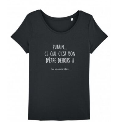 Good to be outside round neck t-shirt-Black