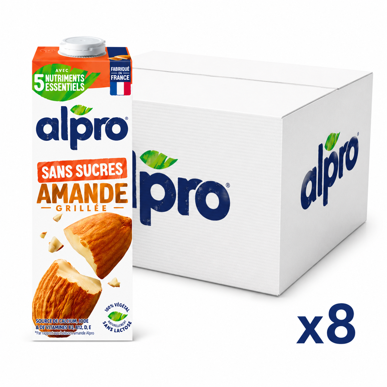 Alpro Geröstetes Mandelgetränk 1L – Karton mit 8 Kartons