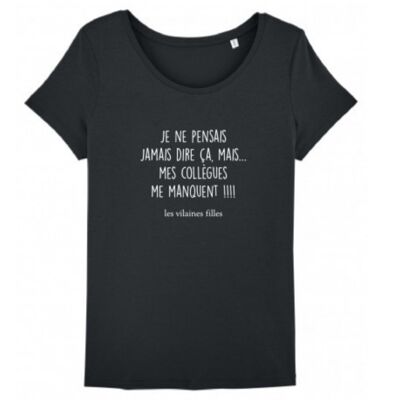 Tee-shirt col rond Je ne pensais-Noir