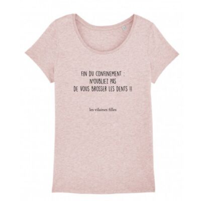 Brushing teeth round neck t-shirt-Heather pink