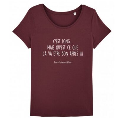 Rundhals-T-Shirt C'est lang-Bordeaux