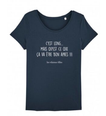 Tee-shirt col rond C'est long-Bleu marine