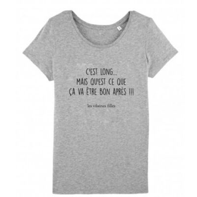 Camiseta cuello redondo C'est long-Gris jaspeado