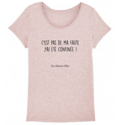 Round neck t-shirt It's not my fault-Heather pink