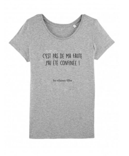 Tee-shirt col rond C'est pas de ma faute-Gris chiné