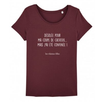 Round neck T-shirt Sorry for my cut-Bordeaux