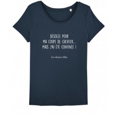 T-Shirt mit Rundhalsausschnitt Sorry für meinen Schnitt-Marineblau