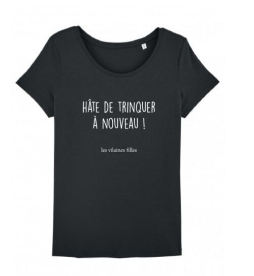 Tee-shirt col rond hâte de trinquer-Noir